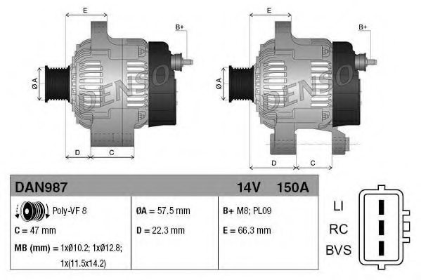 DENSO DAN987 Alternator